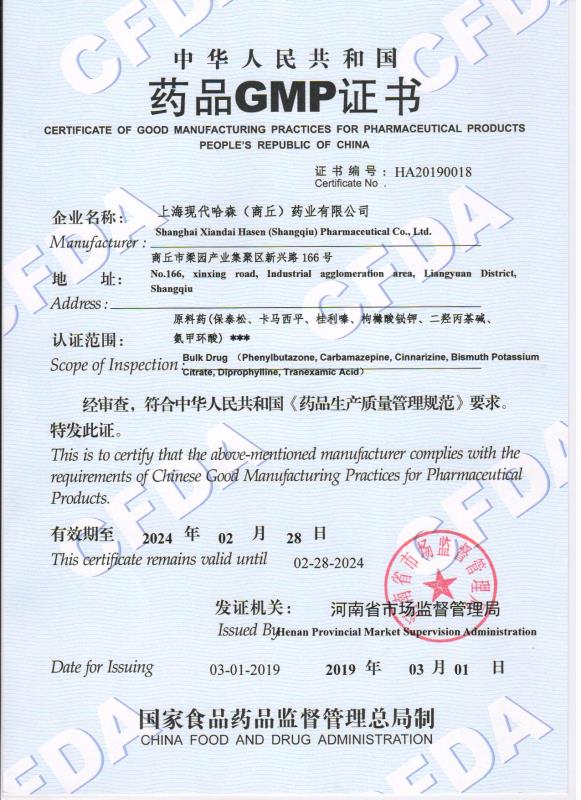 GMP certificate of API 1