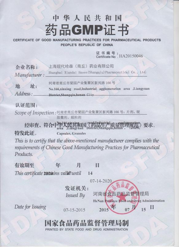 GMP certificate of API 4